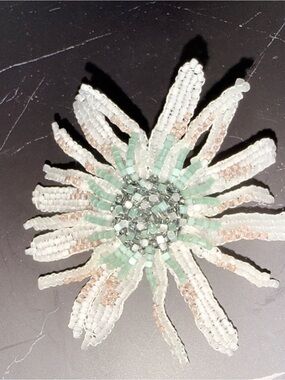 Handmade Vintage Beaded Flower Bridal Wedding Brooch Pastel Statement Pin